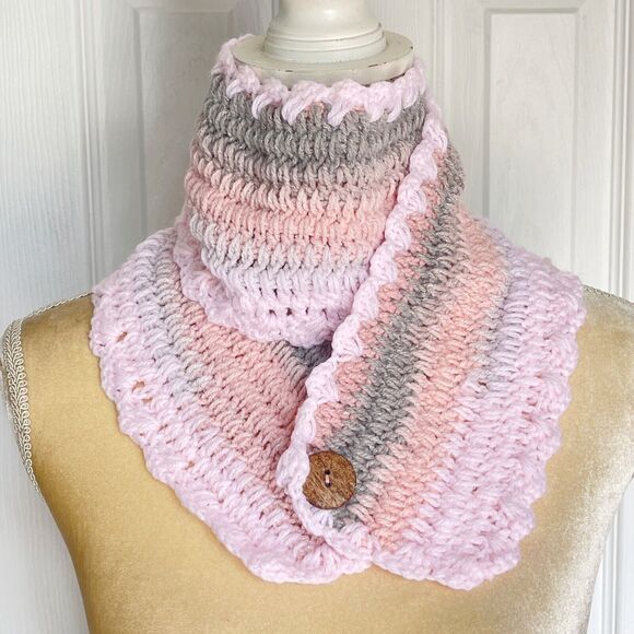 Crochet Cable Knit Scarf Shawl Neck Multicolor Warmer Scarf - Picture 13 of 13